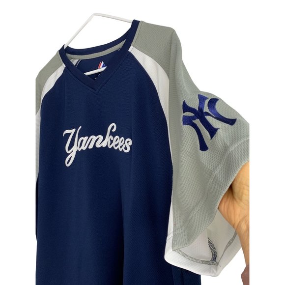 New York Yankees Jersey Size 2XL Spell Out Majestic Blue Retro 6534 Mens - Picture 2 of 8